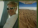 Vue d'avion du brouillard côtier sur le désert du Namib